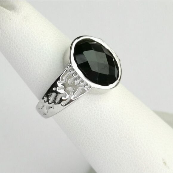 New Sterling silver round Black Onyx ring size 6 - Picture 9 of 9